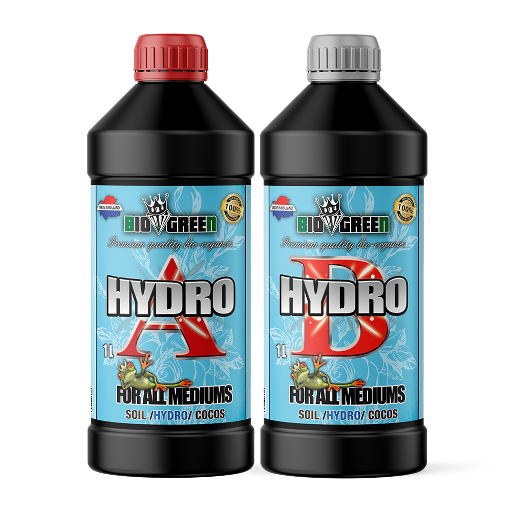Biogreen Hydro A+B – Fertilizante base hidropónico, componentes A y B botellas 1 L
