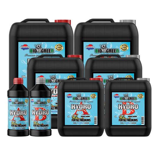 Biogreen Hydro A+B – Fertilizante base hidropónico bipartito, gama completa de formatos