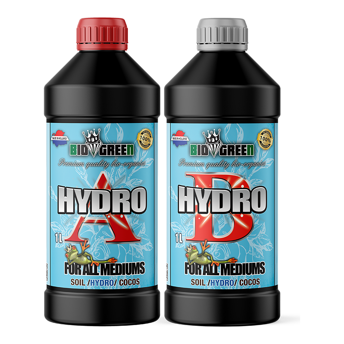 Biogreen Hydro A+B – Fertilizante base hidropónico, componentes A y B botellas 1 L