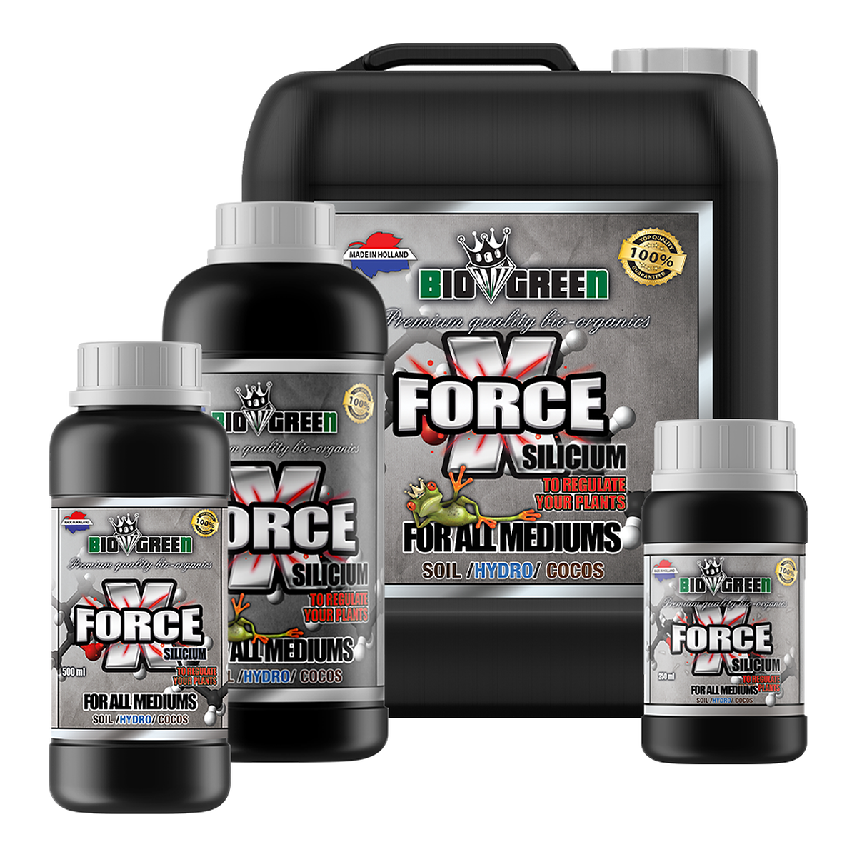 Biogreen X-Force, aditivo de silicio de alta concentración, presentación de la gama
