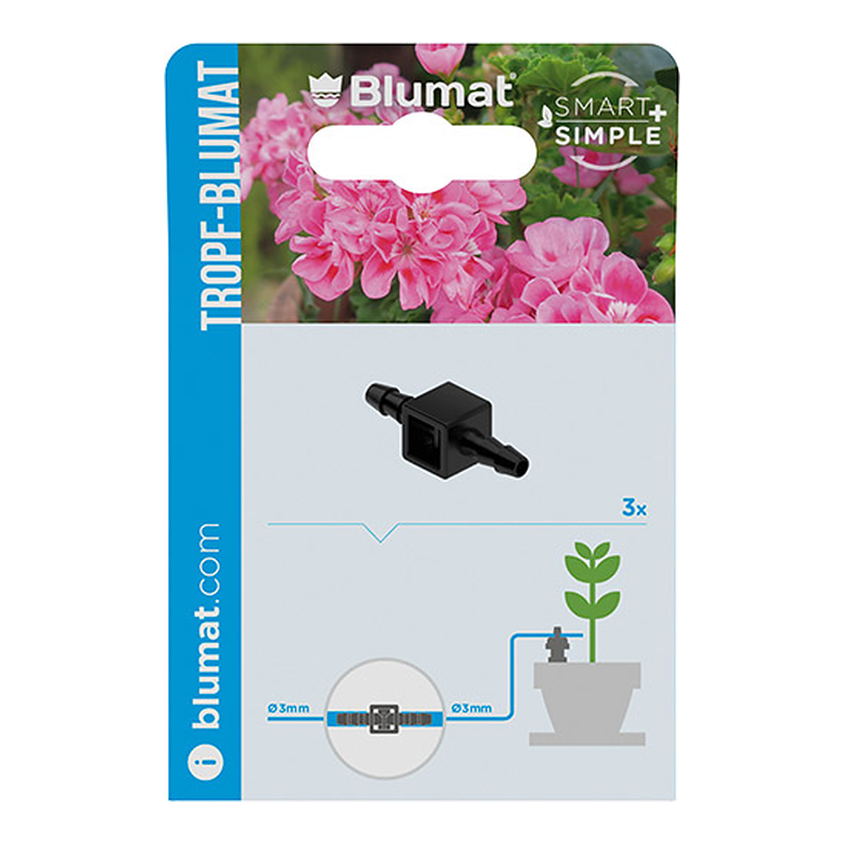 Blumat mini unión 3-3 mm para empalmar microtubo de Ø3 mm