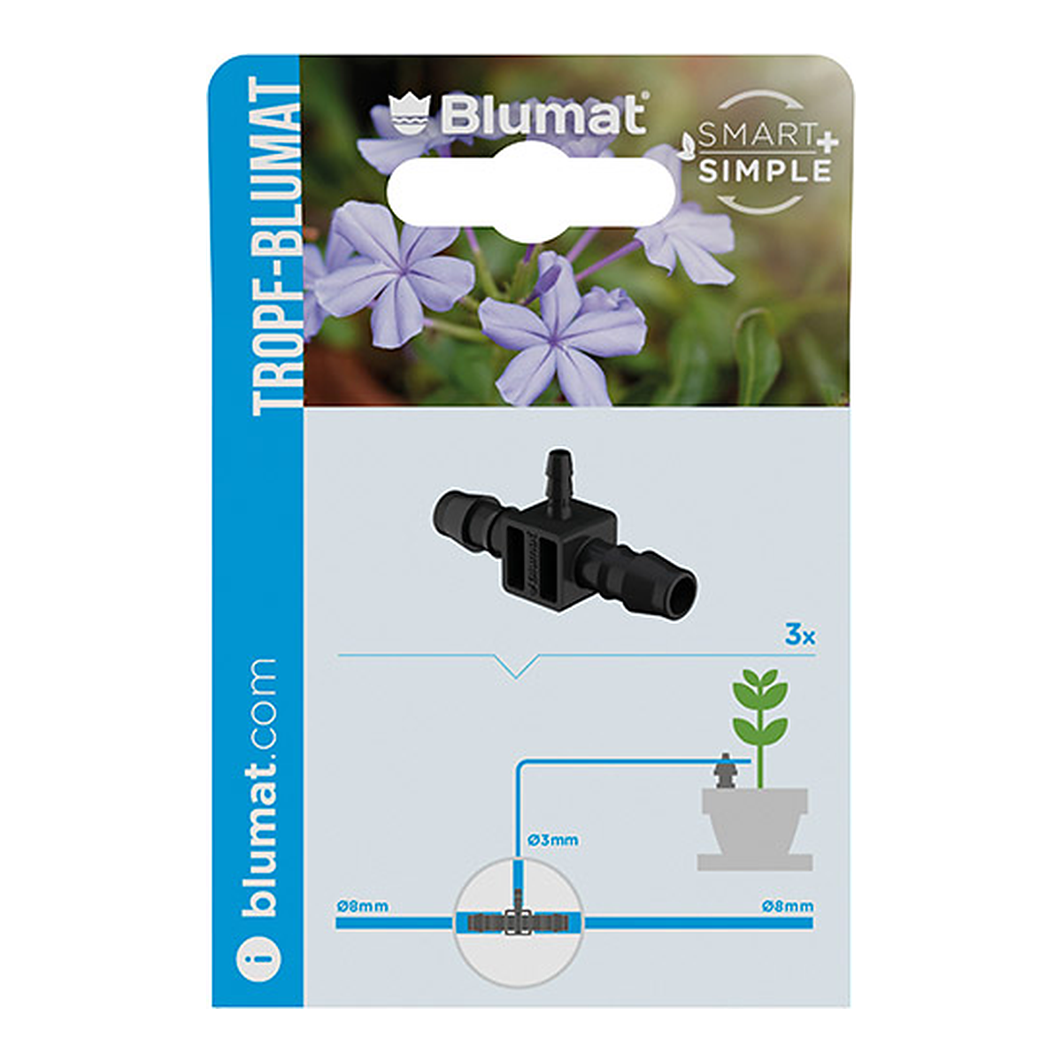 Blumat te 8-3-8 con salida a sensor en mitad del ramal