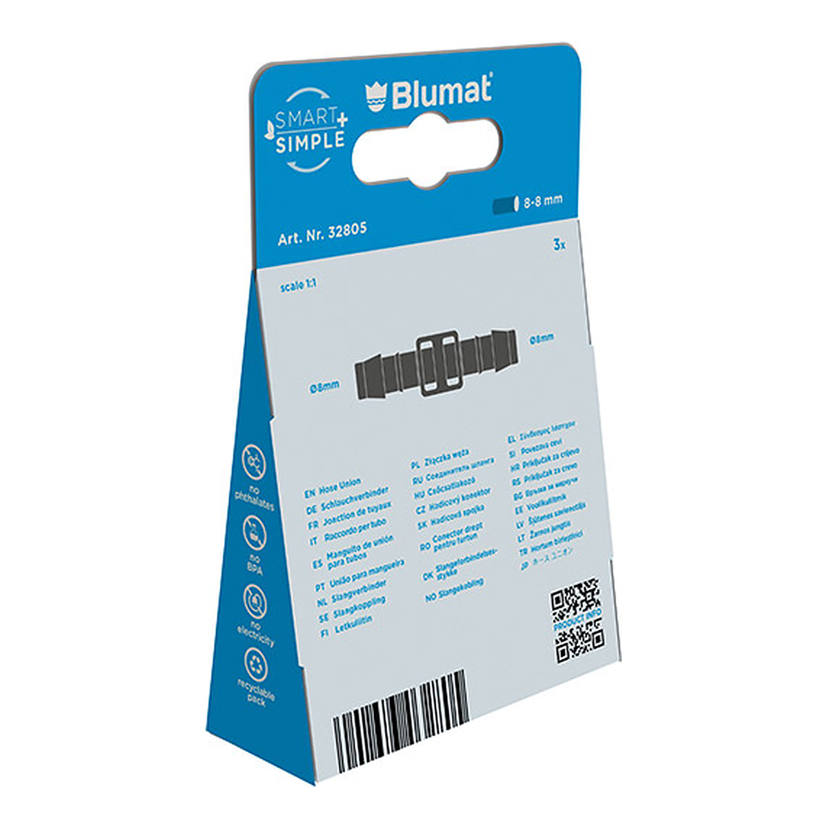 Unión Blumat 8-8 empalmando la línea de alimentación