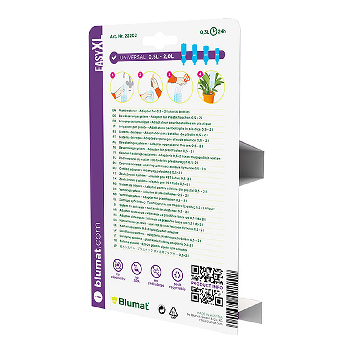 Blumat Easy XL, vista del cono de cerámica y el adaptador