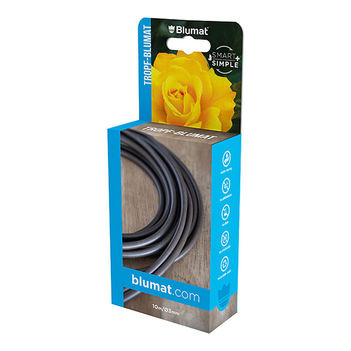 Detalle del tubo Blumat de goteo Ø3 mm de silicona