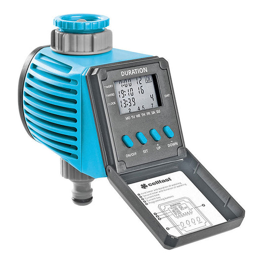 Cellfast Programador de Riego Electrónico Cellpro, digital, 2 ciclos diarios y duración de 1 a 99 min