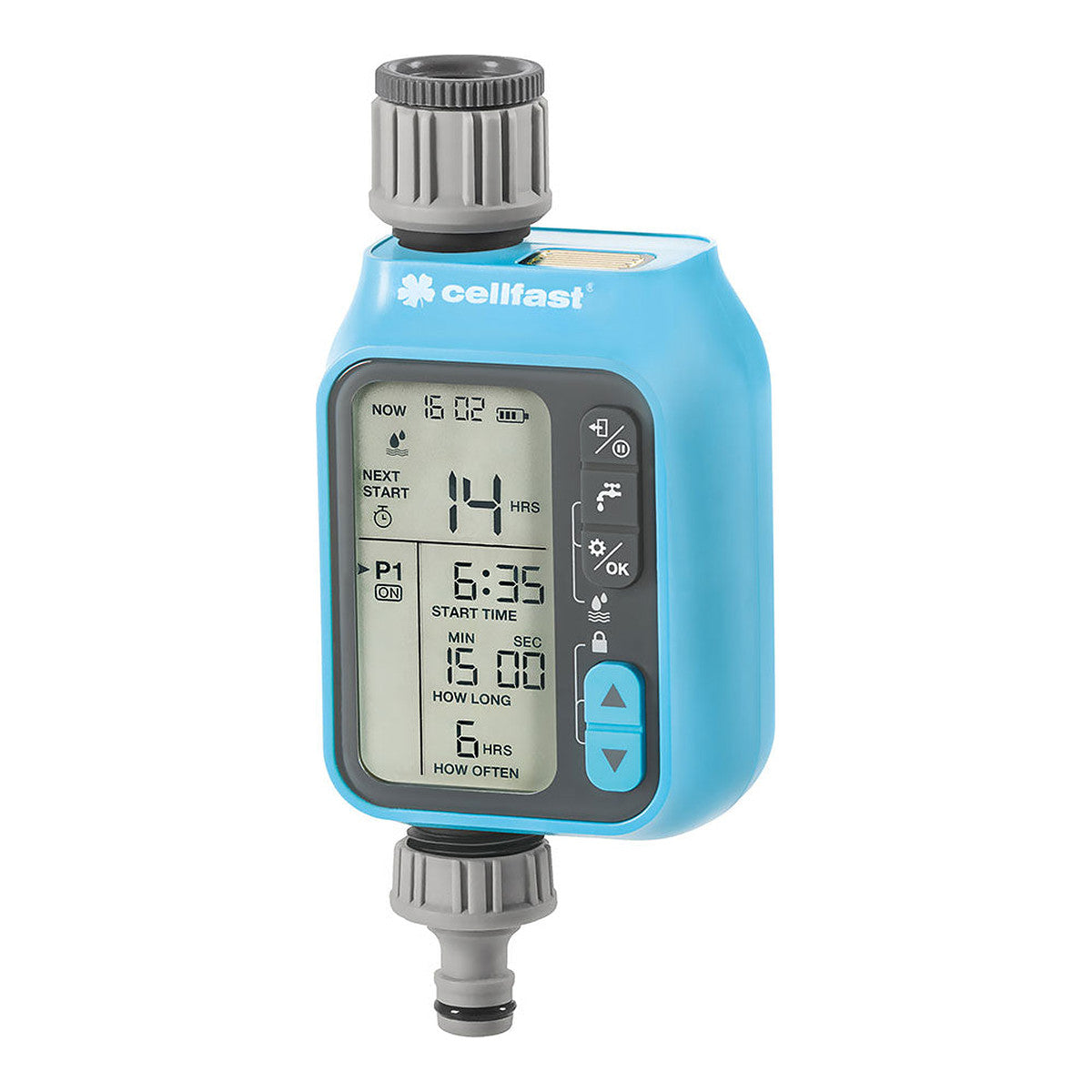 Cellfast Programador de Riego Electrónico Chronos Cellpro, 3 programas, sensor de lluvia y bloqueo infantil