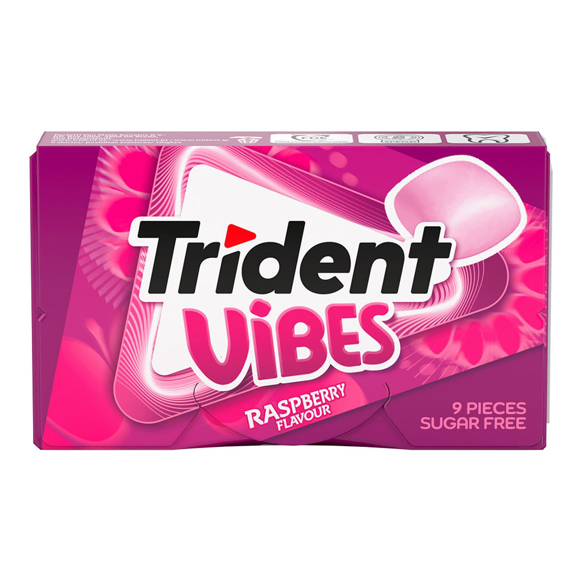 CHICLE TRIDENT VIBES, SIN AZÚCAR, SABOR FRAMBUESA, 21 g