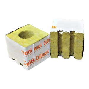 Cultiwool Taco de Lana de Roca 7,5x7,5x6,5cm, cubo hidropónico para enraizamiento y trasplante
