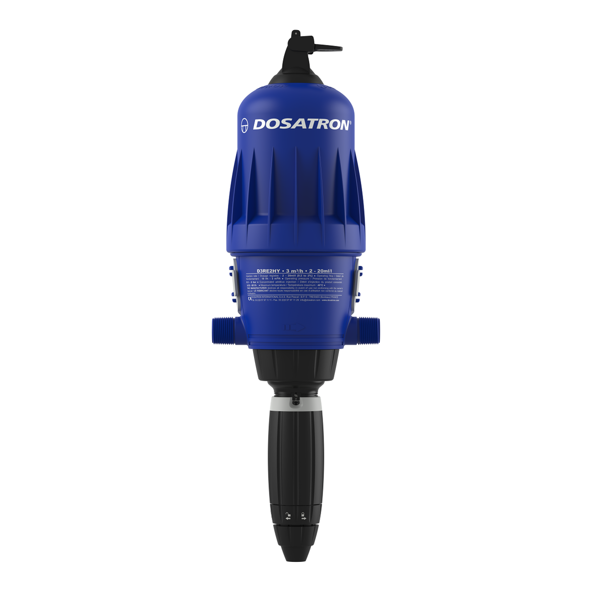 Dosatron D3RE2 detalle del cuerpo y regulación de dosificación – ref. 500116