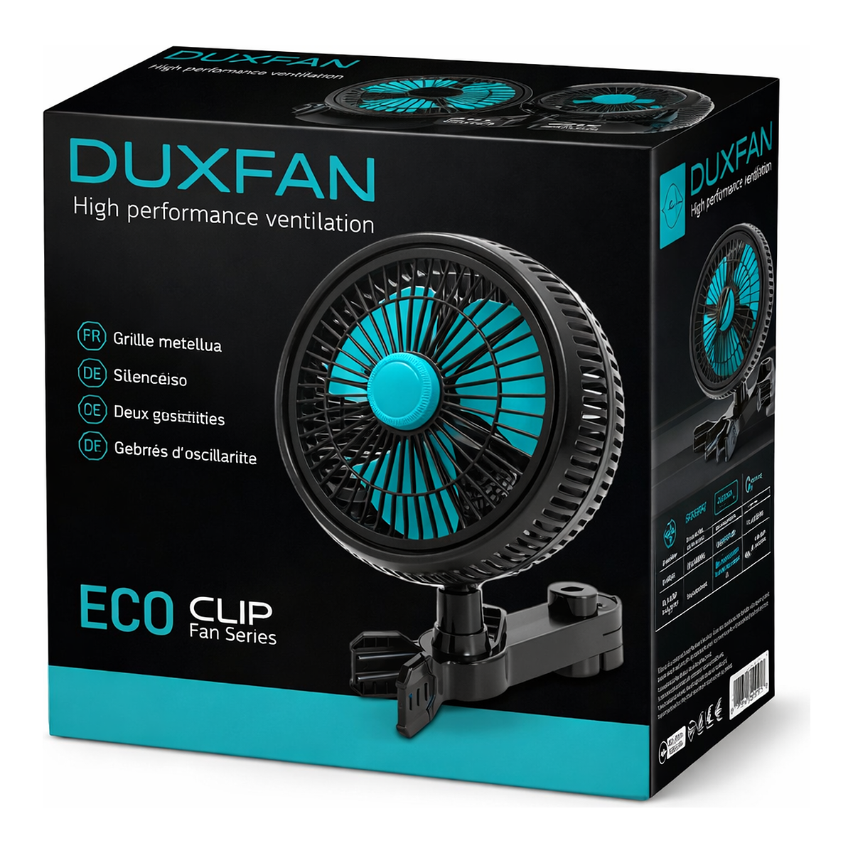 Oszillierender Ventilator 10" Clip Fan Serie 25w/25cm Duxfan - Vista 2 | Wachsen Sie die Branche