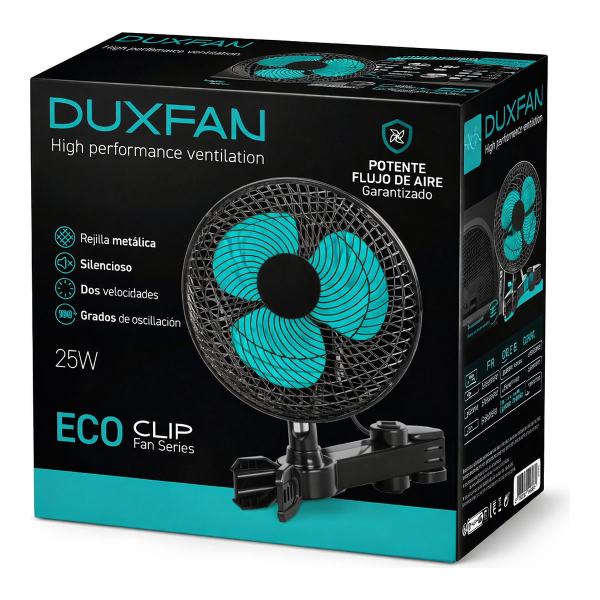 Oszillierender Ventilator 8" Clip Fan Serie 25w/20cm Duxfan - Vista 2 | Wachsen Sie die Branche