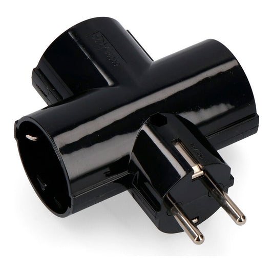 EDM Clavija Triple Negra de Baquelita 16A 250V, Clavija eléctrica Triple de Baquelita