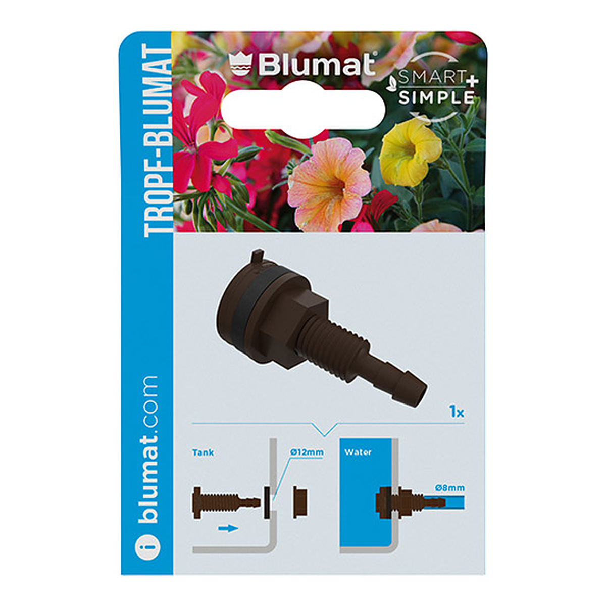 Conector de depósito Blumat de 8 mm para bidón