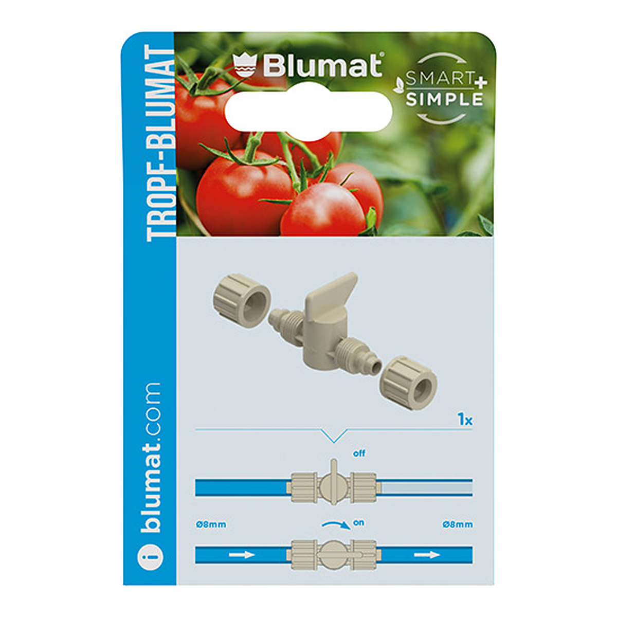 Válvula de corte Blumat 8-8 mm para línea de alimentación