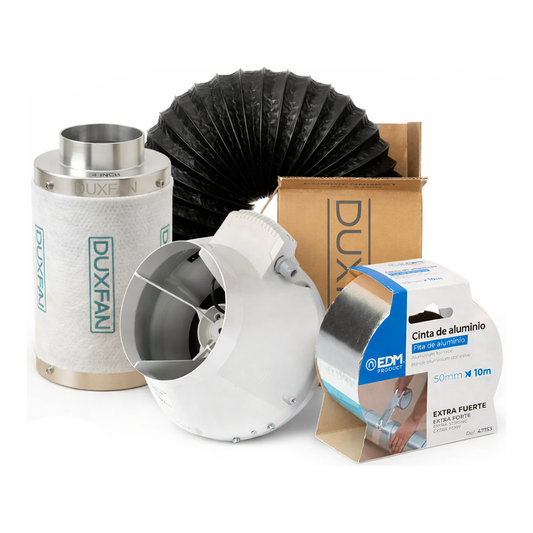 Grow Industry Kit de Extracción Grower 125mm, Kit de ventilación completo para cultivo en interior