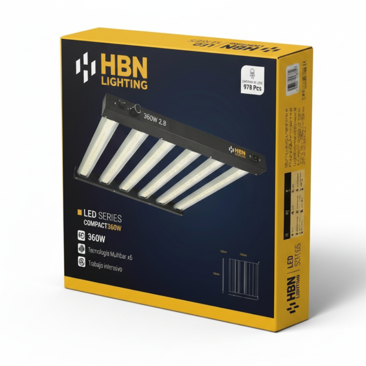 Connection details HBN 360W LED luminaire — power regulation 40-100% and EXT mode for external control