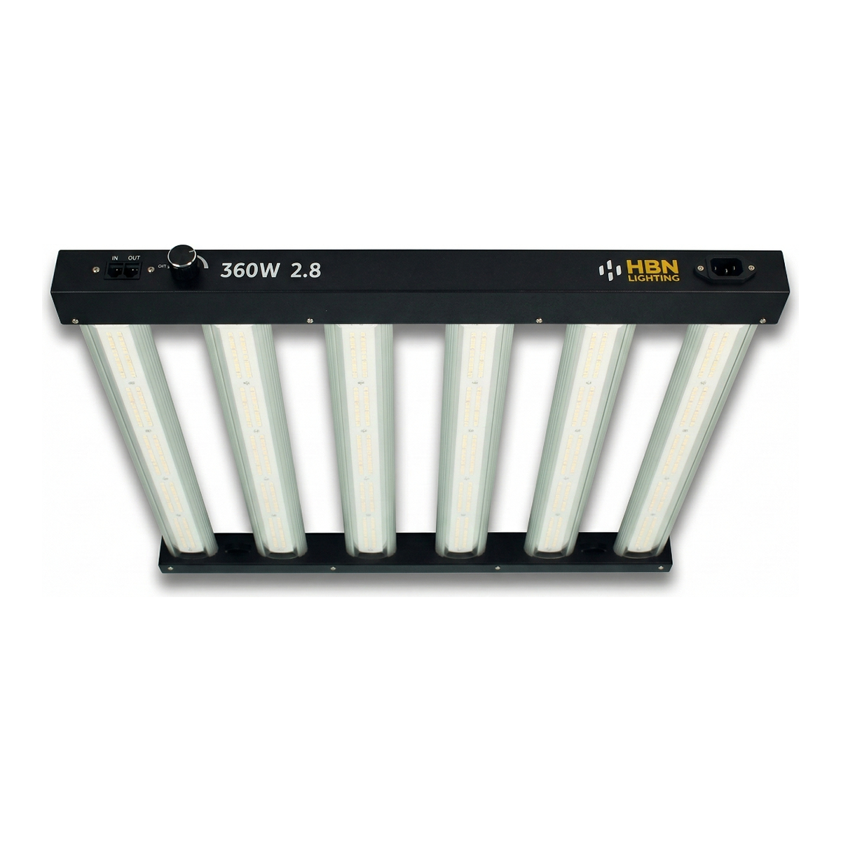 LED luminaire 360W 2.8 μmol/J HBN Lighting — 6 LED bars with full spectrum for indoor growing