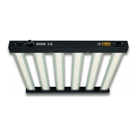 LED luminaire 360W 2.8 μmol/J HBN Lighting — 6 LED bars with full spectrum for indoor growing