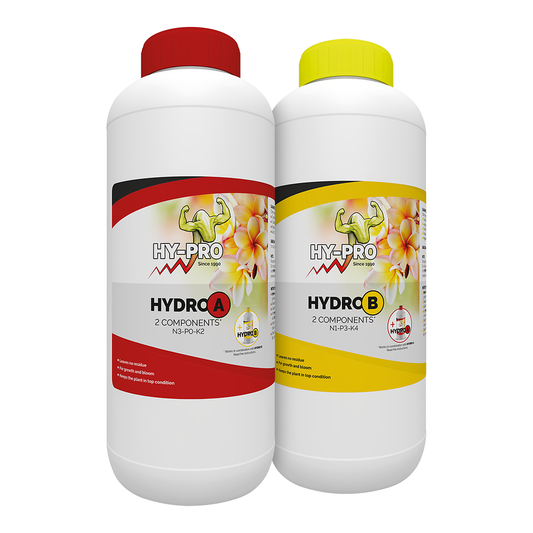 Hy-Pro Hydro A+B fertilizante base bipartito para hidroponia, envase de 1 L