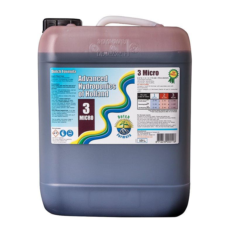 Advanced Hydroponics Dutch Formula Micro 3 10L