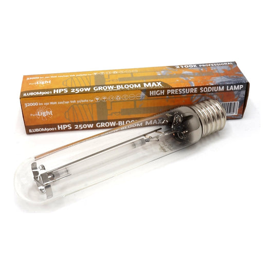 Pure Light Bombilla HPS E40, sodio de 250W y 400W en grow-bloom max y bloom