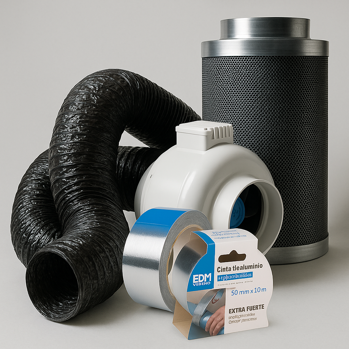 Kit Extracción Grower 100mm, Kit de Extracción de aire con filtro y ventilador para indoor