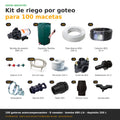 Kit de riego por goteo para 100 macetas: 100 goteros autocompensantes, aros, tubo de 16 y 25 mm, bomba de presión Water Master y depósito de 250 L