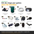 Kit de riego por goteo para 50 macetas: 50 goteros autocompensantes, aros, tubo de 16 y 25 mm, bomba de presión Water Master y depósito de 250 L