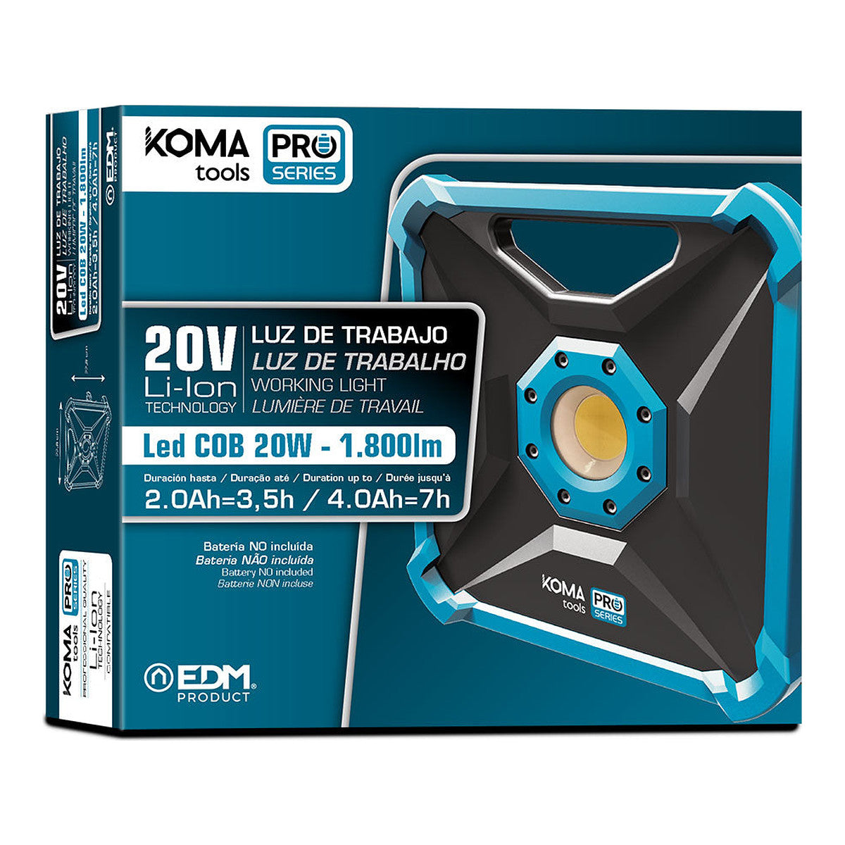 Koma Tools Foco Proyector LED 20W 1800lm, vista 2