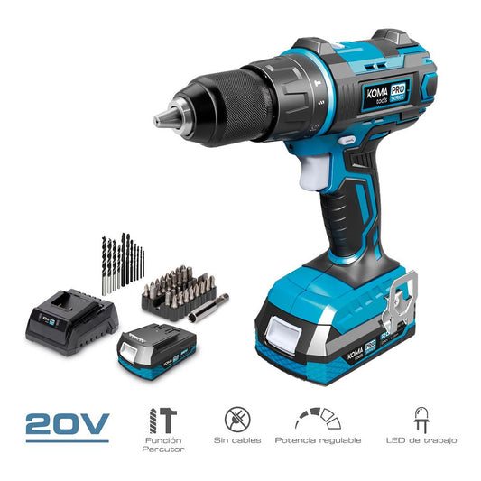 20V Hammer Drill/Screwdriver Kit with 2 2.0A Batteries and KOMA TOOLS Charger - Tool | Grow Industry