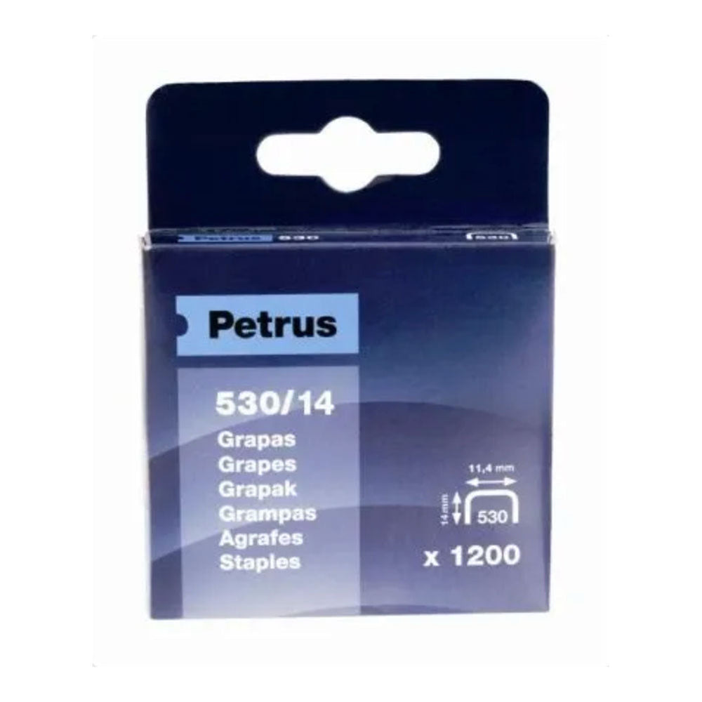 Petrus Grapas 530/14 mm Caja 1200 ud, Grapas de acero para grapadora de instalación