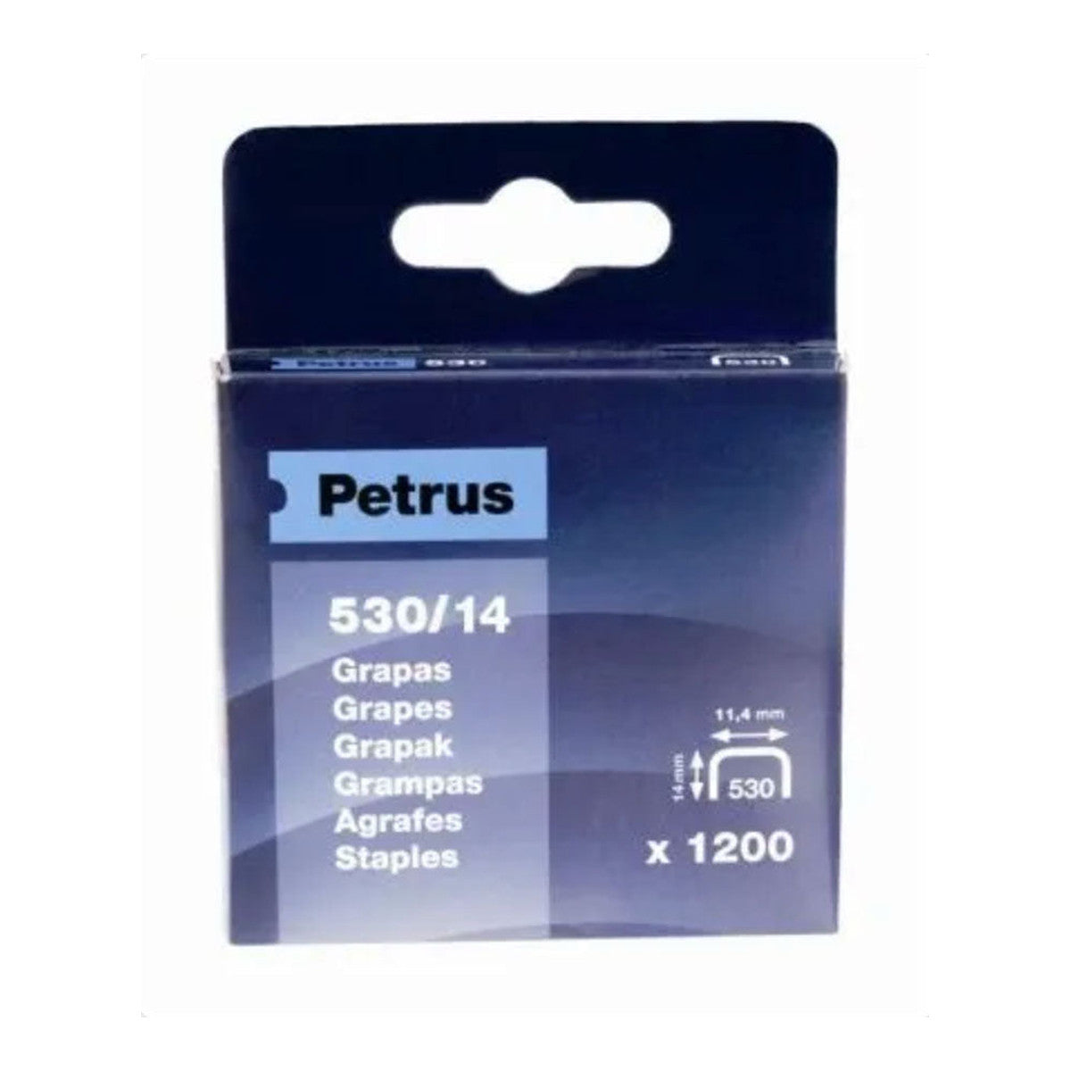 Petrus Grapas 530/14 mm Caja 1200 ud, Grapas de acero para grapadora de instalación