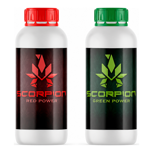Scorpion Red & Green Pack 1L, Pack de fertilizantes base A+B para cultivo en interior
