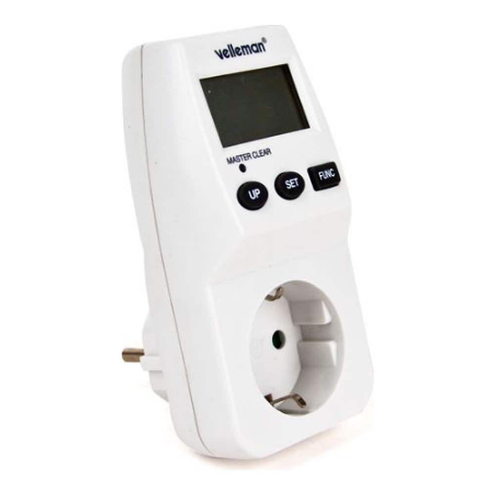 Velleman Contador de Energía, medidor de consumo eléctrico en vatios y kWh para equipos