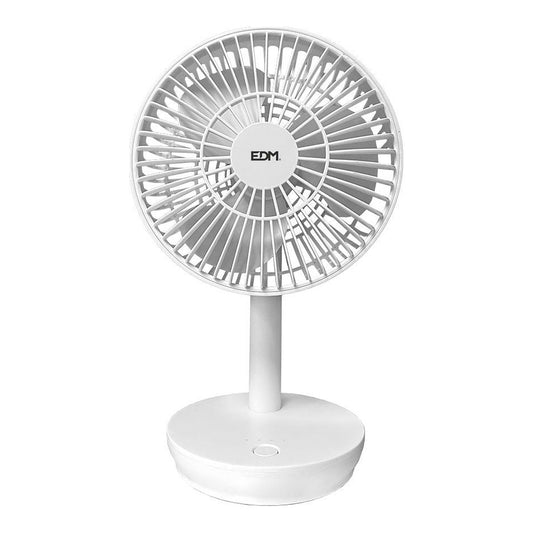 Ventilador de Sobremesa EDM Recargable Blanco 5W