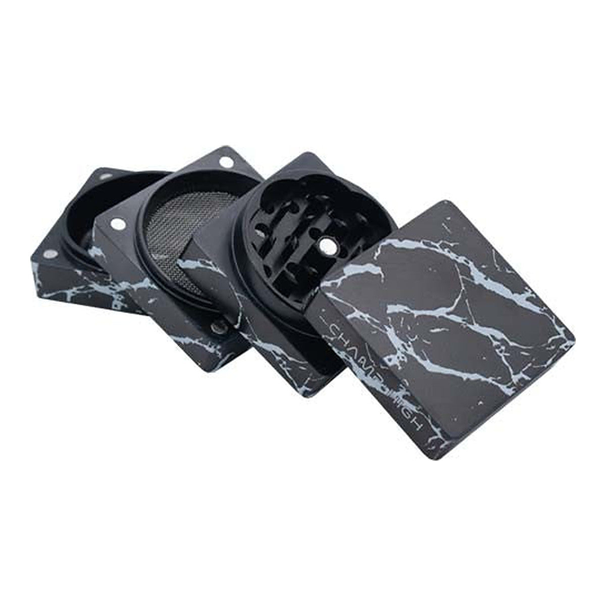 Champ High Grinder Mármol 4 Partes 50mm, molinillo metálico con diseño Mármol y recogedor de polen