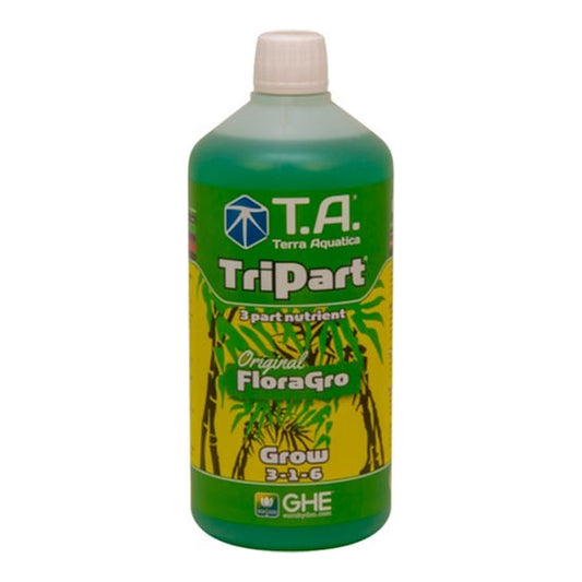GHE TriPart Grow, fertilizante base de crecimiento para cultivo en hidroponía y tierra
