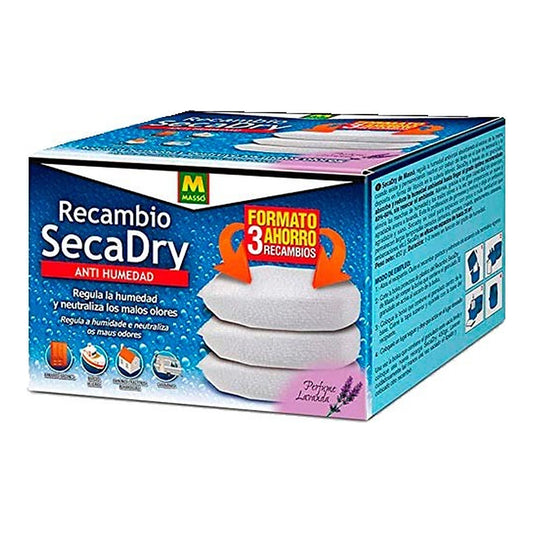 MASSO Recambios SecaDry Anti-Humedad Pack 3x450g, recambio de cristales absorbentes