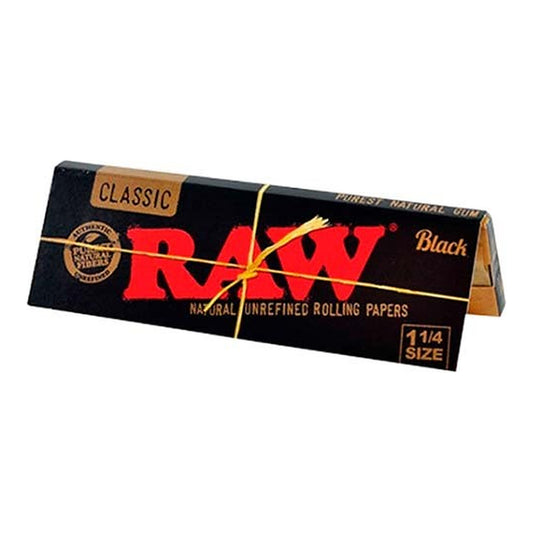 Planta Sur RAW Black 1 1/4 Papel de Fumar, Papel de arroz negro extra fino para liar