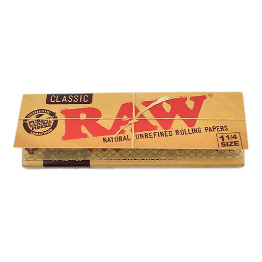 RAW Classic 1.1/4 Papel de Fumar, librillo de Papel natural tamaño 1¼ para liar sin aditivos
