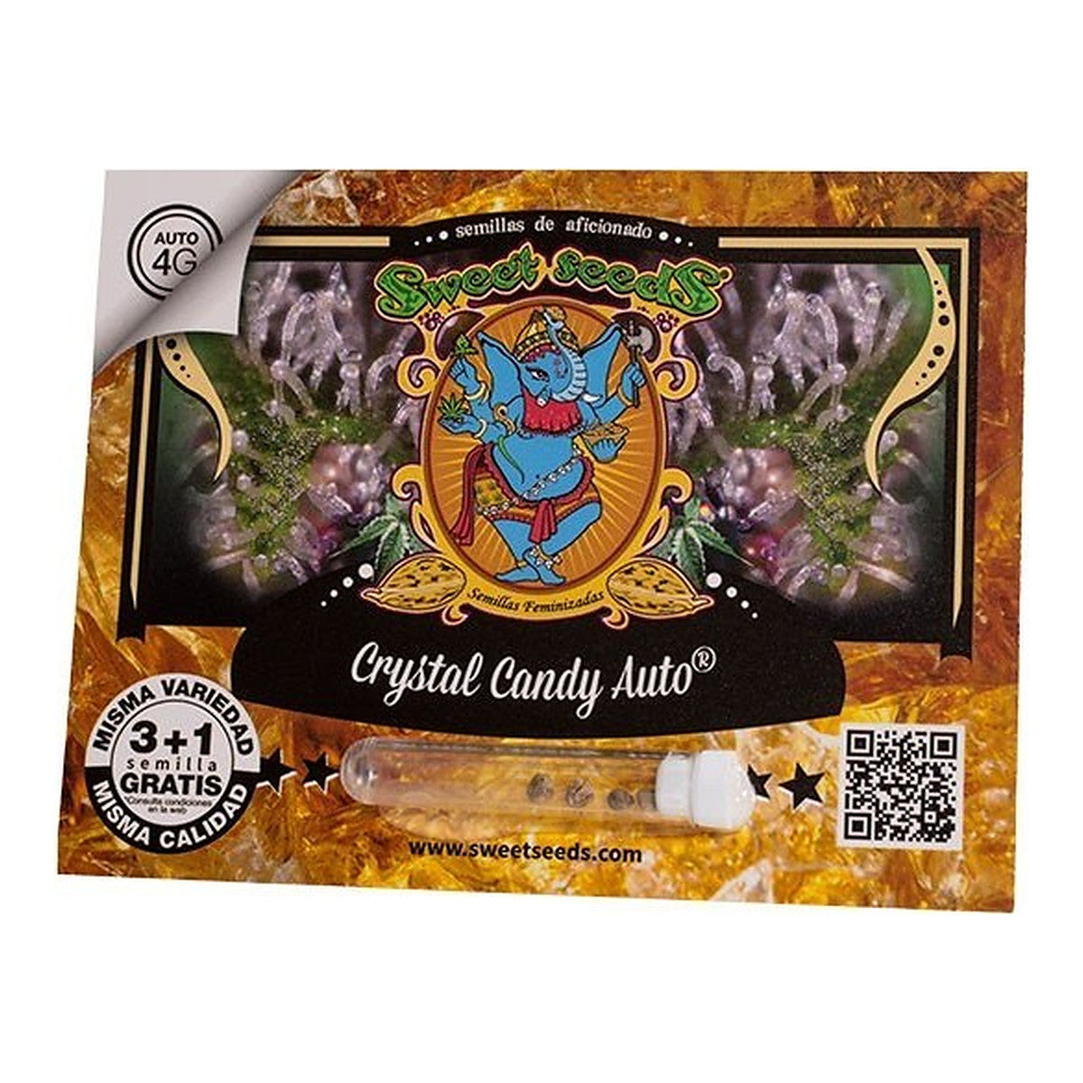 Sweet Seeds Crystal Candy Auto, semillas de cannabis autoflorecientes con aroma dulce y alta resina