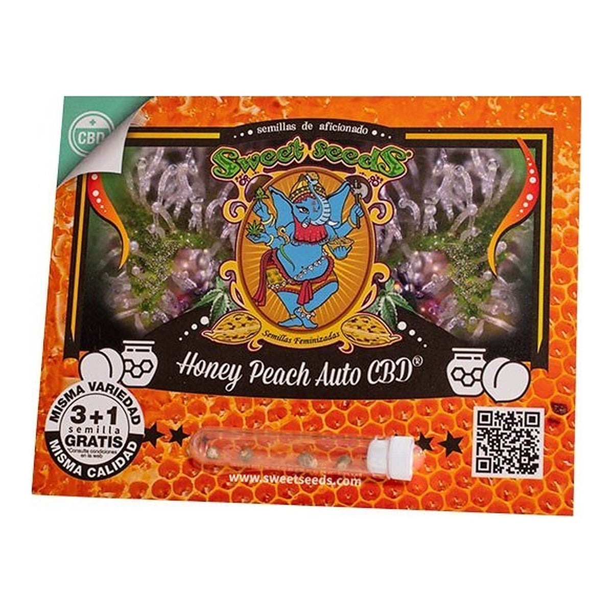 Sweet Seeds Honey Peach Auto CBD, semillas de cannabis autoflorecientes CBD con aroma a melocotón