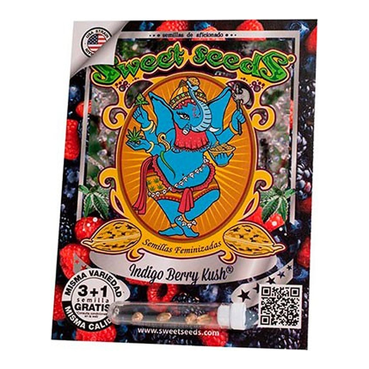Sweet Seeds Indigo Berry Kush, semillas de cannabis feminizadas Kush con aroma a frutos del bosque