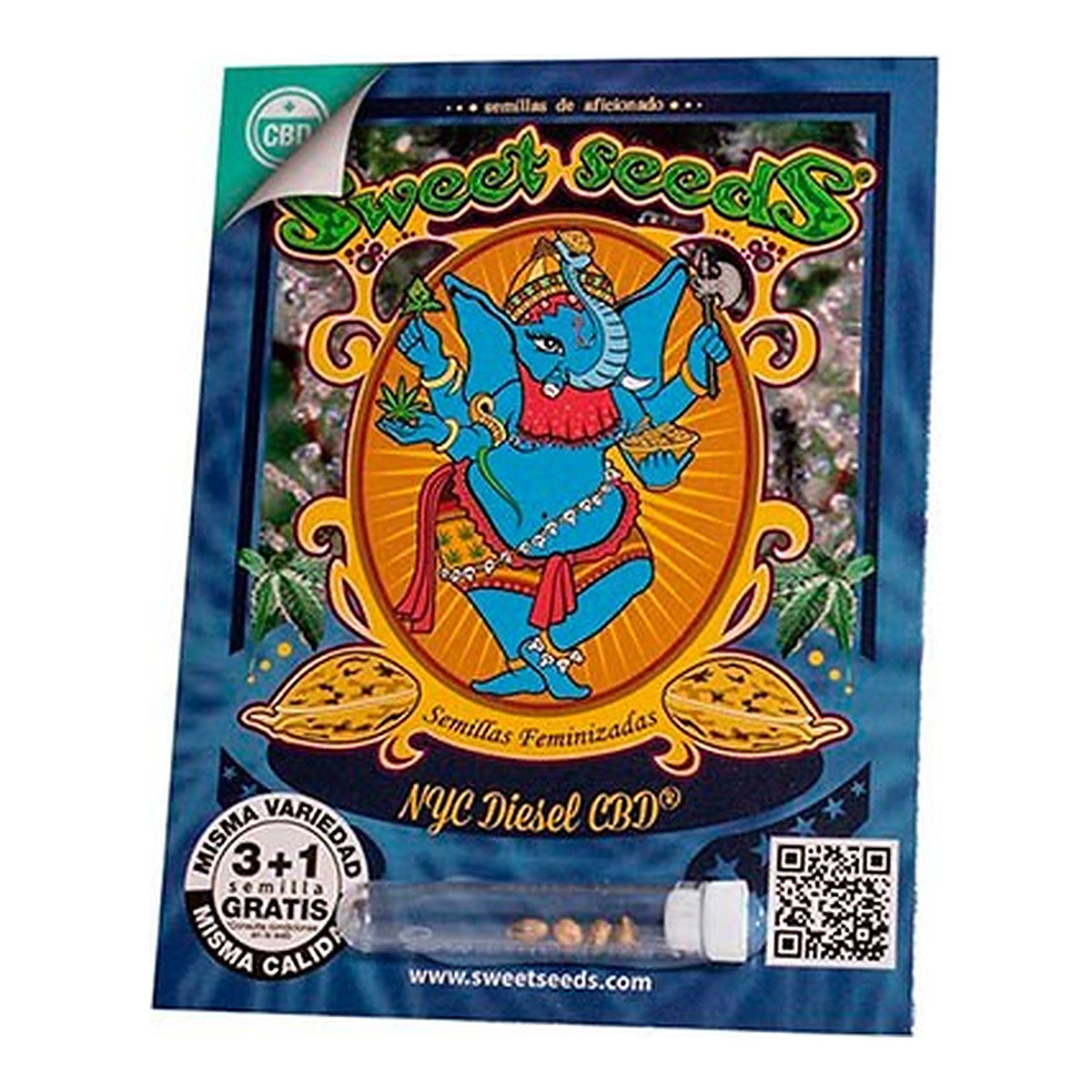 Sweet Seeds NYC Diesel CBD, semillas de cannabis CBD feminizadas con aroma Diesel neoyorquino